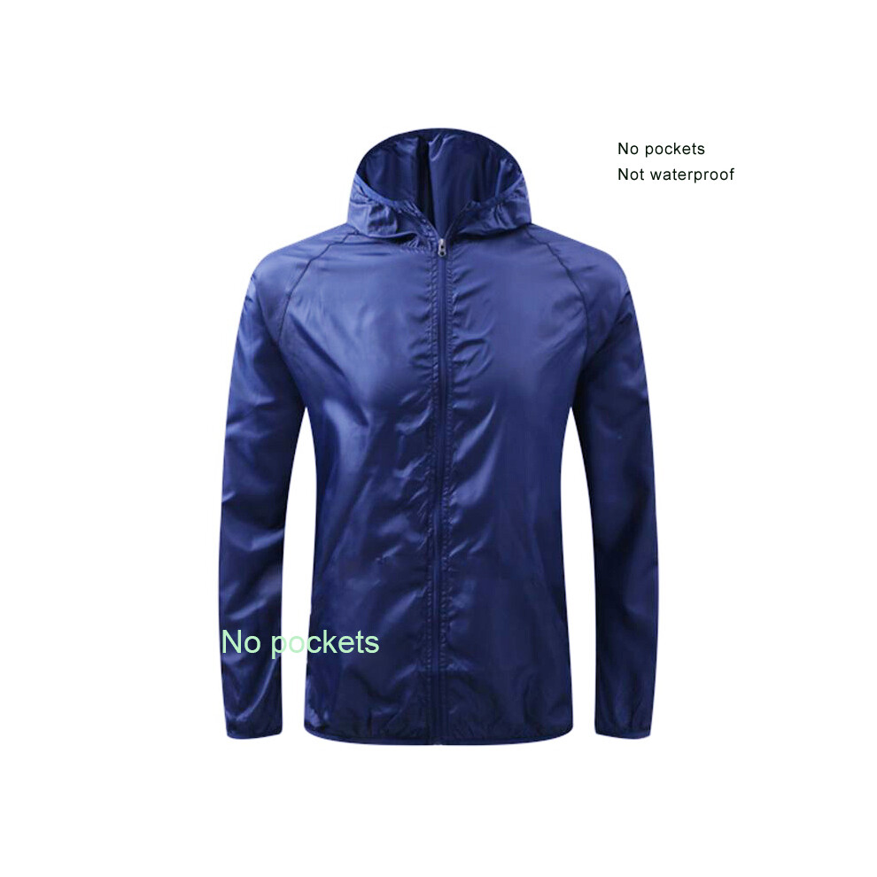 (navy, Asian size XXL) Outdoor Running Camping Hiking Bike Sport Jacket Sun-Protect Ultralight Waterproof Dark Stria Rain Women Men Coat
