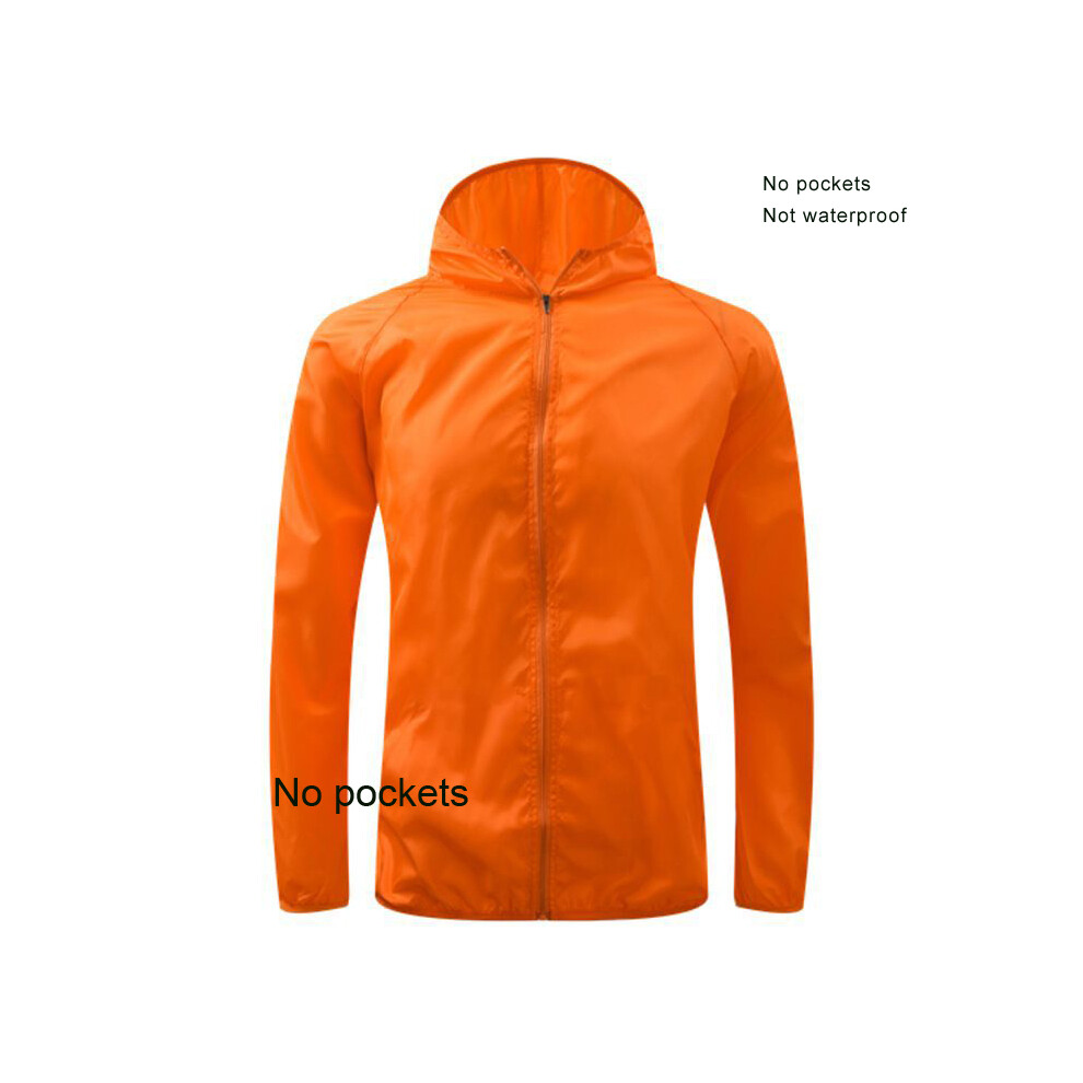 (Orange, Asian size XL) Outdoor Running Camping Hiking Bike Sport Jacket Sun-Protect Ultralight Waterproof Dark Stria Rain Women Men Coat