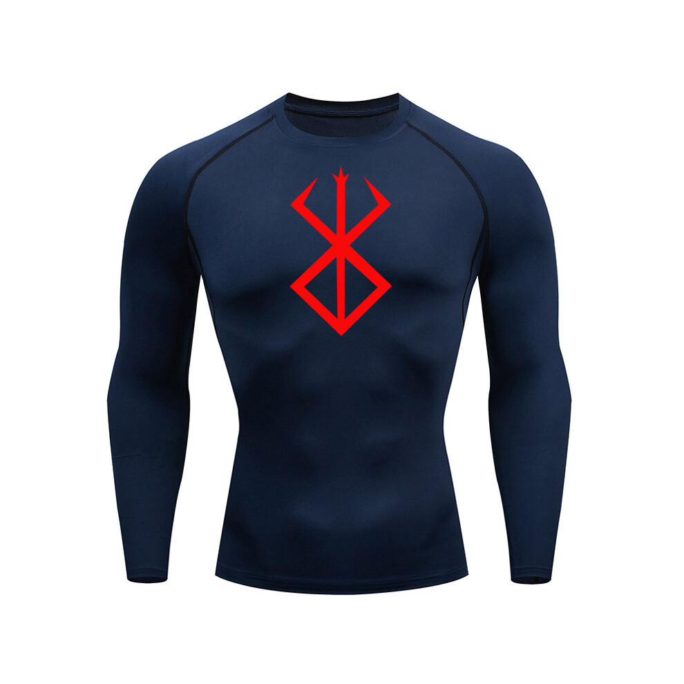 Maxpower (Navy Blue, Xxxl) Compression Long Sleeve Shirt Men's Running T-Shirt Sun Protection Second Skin Gym Sweat Sports Top Black Workout Sportswear