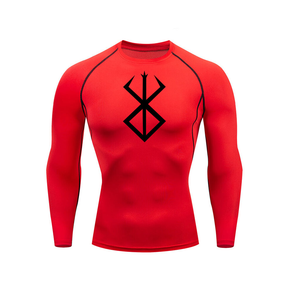 Maxpower (Red, Xxxl) Compression Long Sleeve Shirt Men's Running T-Shirt Sun Protection Second Skin Gym Sweat Sports Top Black Workout Sportswear