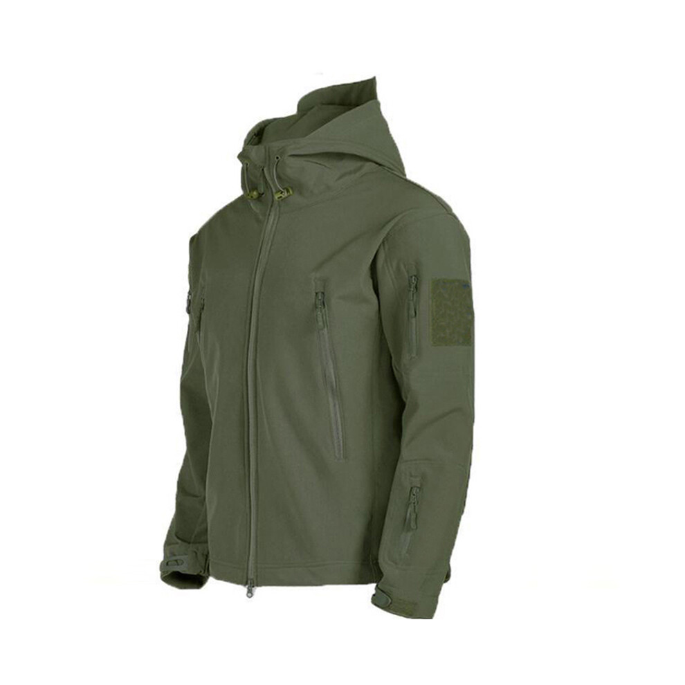 (Green Jacket, 5XL 115-125kg) Waterproof Hiking Tracksuit Set for Men Sharkskin Army Jackets Camping Coat Tactical Pants, Warm Fishing Fleece Trousers, Winter