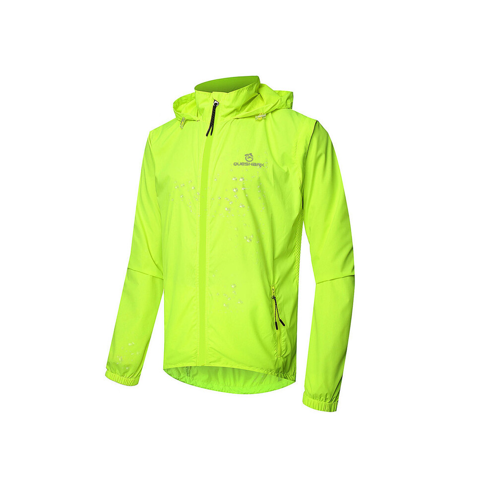 (Green, 4XL) Men Windproof Waterproof Reflective Cycling Jacket MTB Bicycle Long Sleeve Windbreaker Sleeveless Vest Bike Coat Jersey