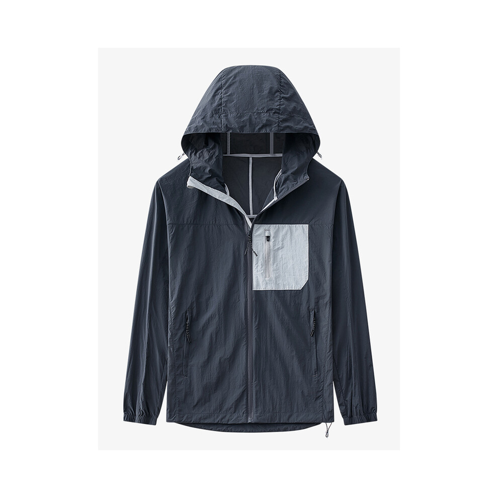 Maxpower (Dark Grey, 4XL) Summer Anti-Uv Men Skin Coats Ultra-Light Thin Outdoor Sunscreen Clothing Upf50+ Sun Proof Hooded Windbreaker Casual Jackets