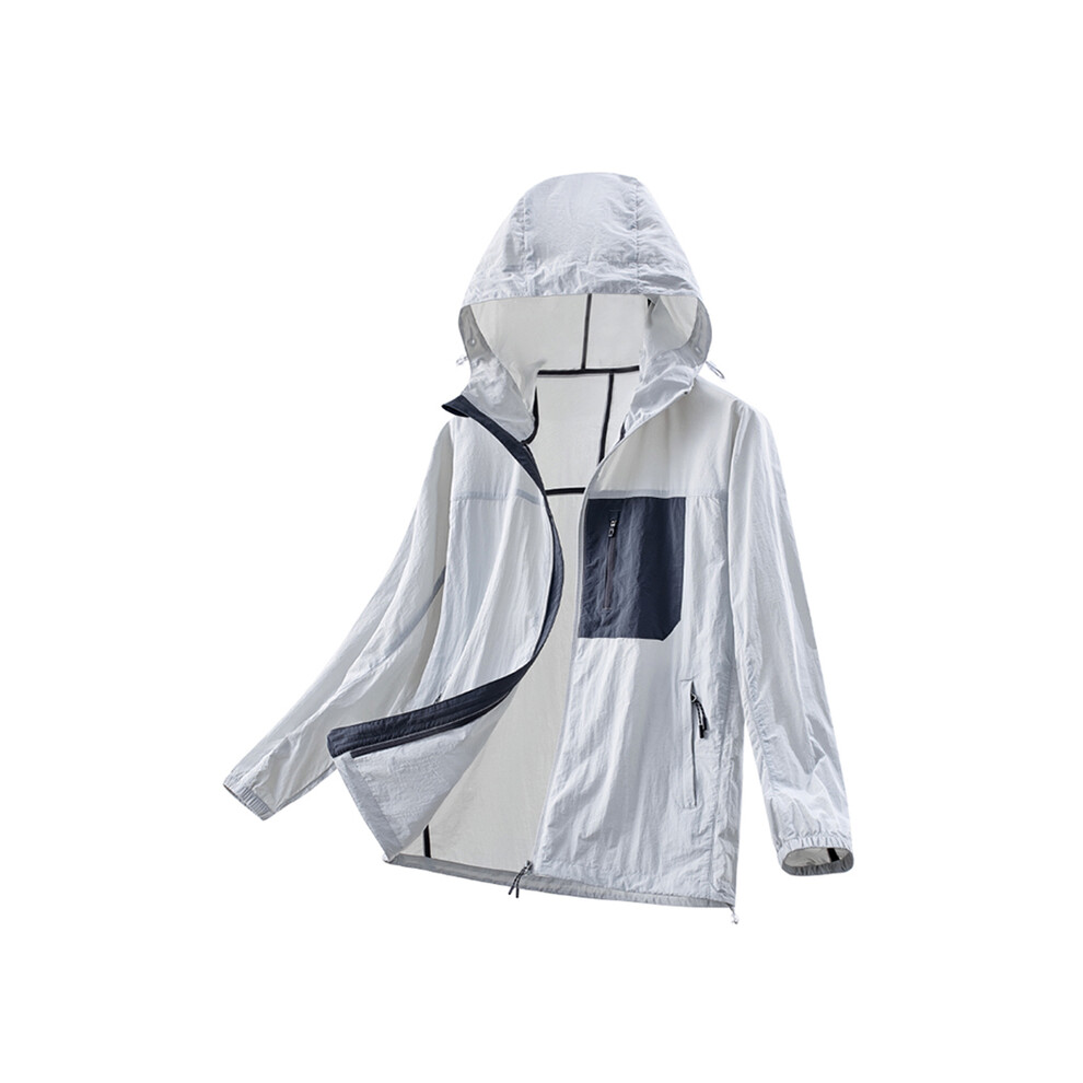 Maxpower (Gray, Xxl) Summer Anti-Uv Men Skin Coats Ultra-Light Thin Outdoor Sunscreen Clothing Upf50+ Sun Proof Hooded Windbreaker Casual Jackets