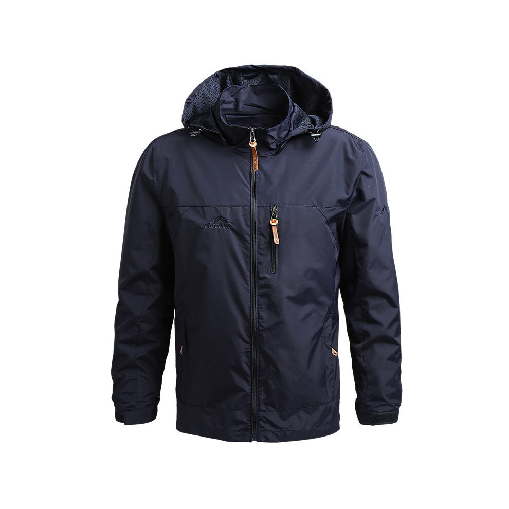 Maxpower (Dark Blue, 7XL) Men Windbreaker Winter Waterproof Camping Jacket Hooded Zip-Up Military Jackets Coat Man Softshell Field Jacket Work Outwear