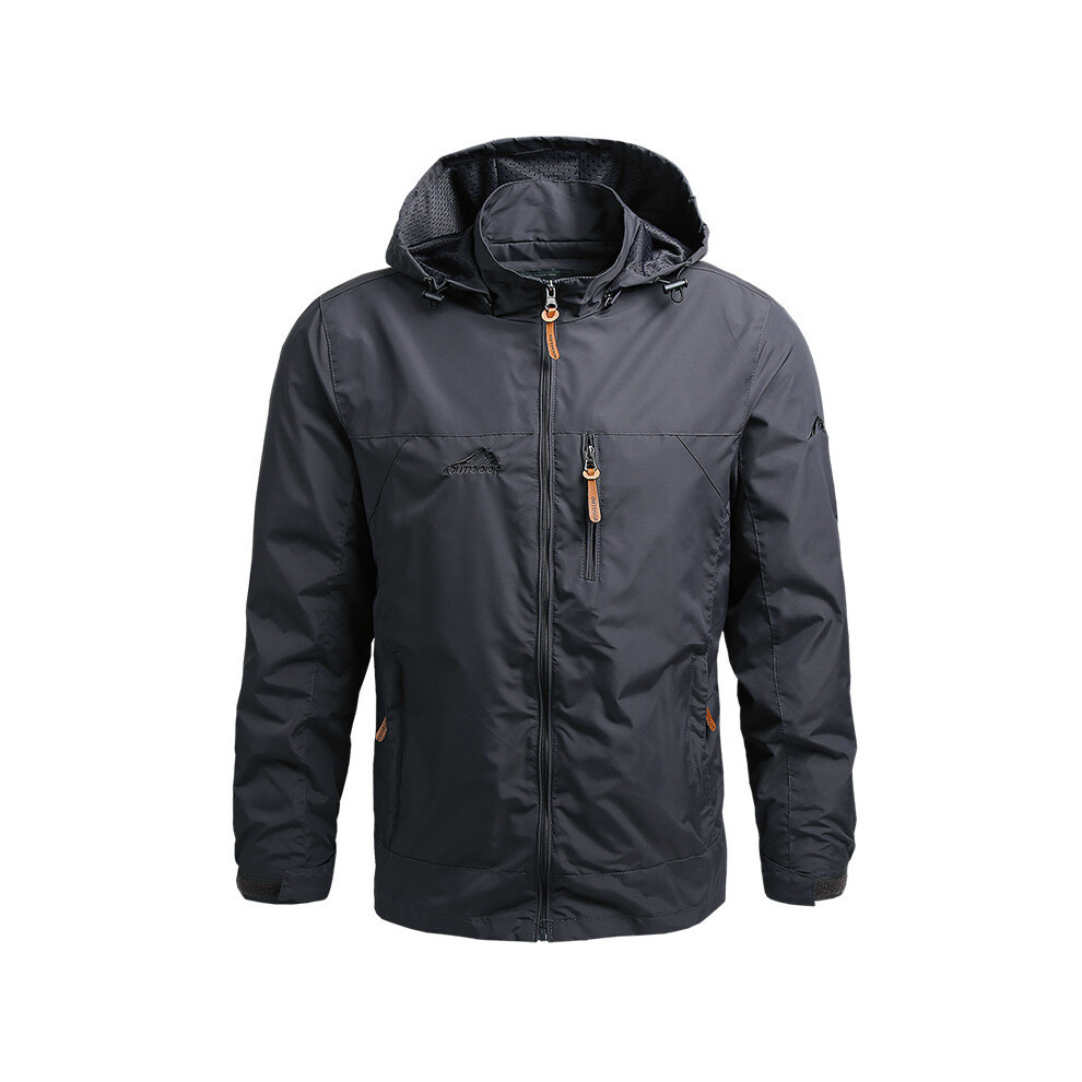 Maxpower (Gray, S) Men Windbreaker Winter Waterproof Camping Jacket Hooded Zip-Up Military Jackets Coat Man Softshell Field Jacket Work Outwear