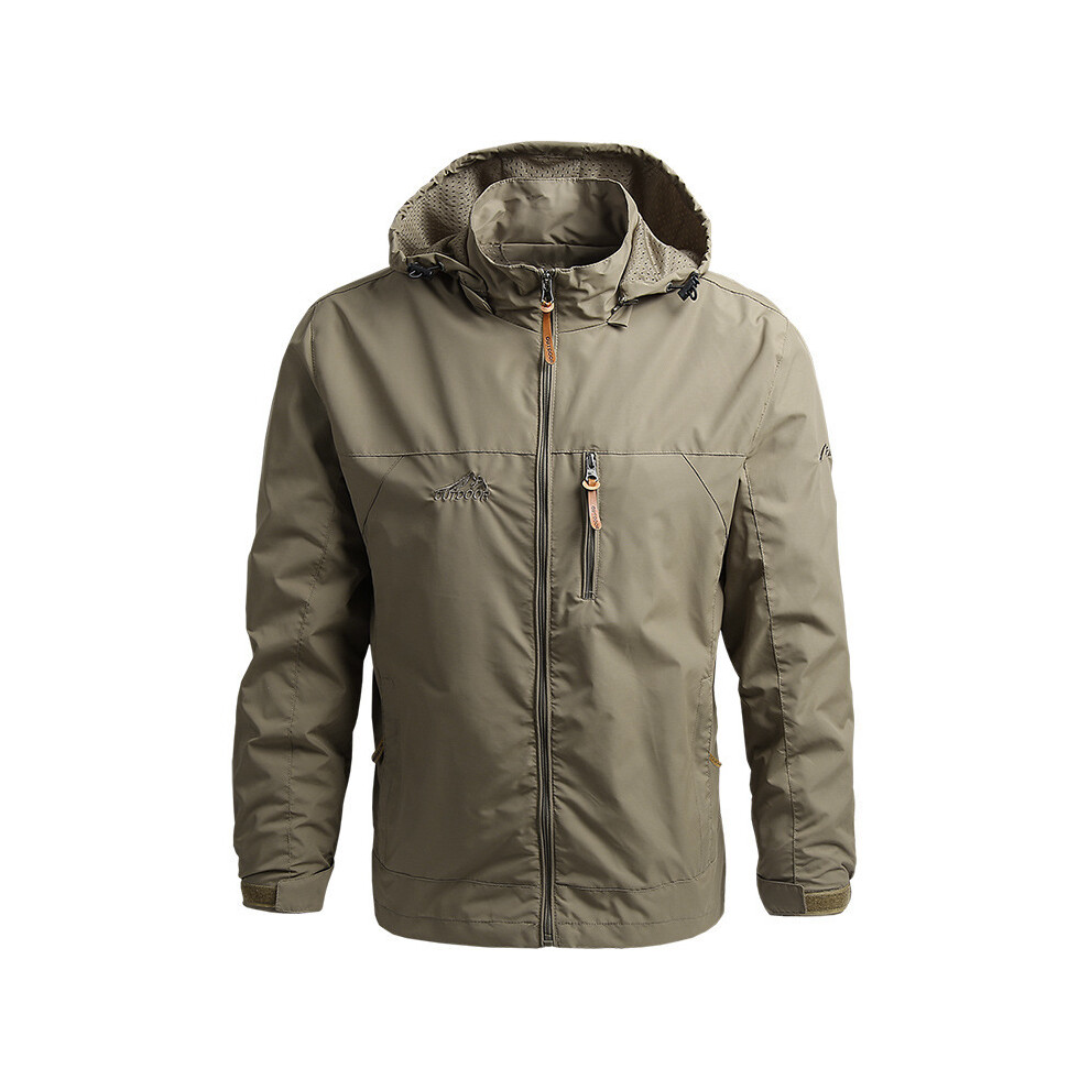 Maxpower (Khaki, Xxl) Men Windbreaker Winter Waterproof Camping Jacket Hooded Zip-Up Military Jackets Coat Man Softshell Field Jacket Work Outwear