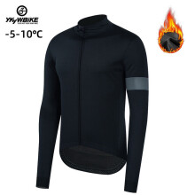 (YTFJ383-Black, Asia XXL (EU XL)) Winter -5 10 Pro Thermal Fleece Jacket Windproof Waterproof Long Sleeve Cycling Jersey Men Sports Bicycle Clothes Ciclism