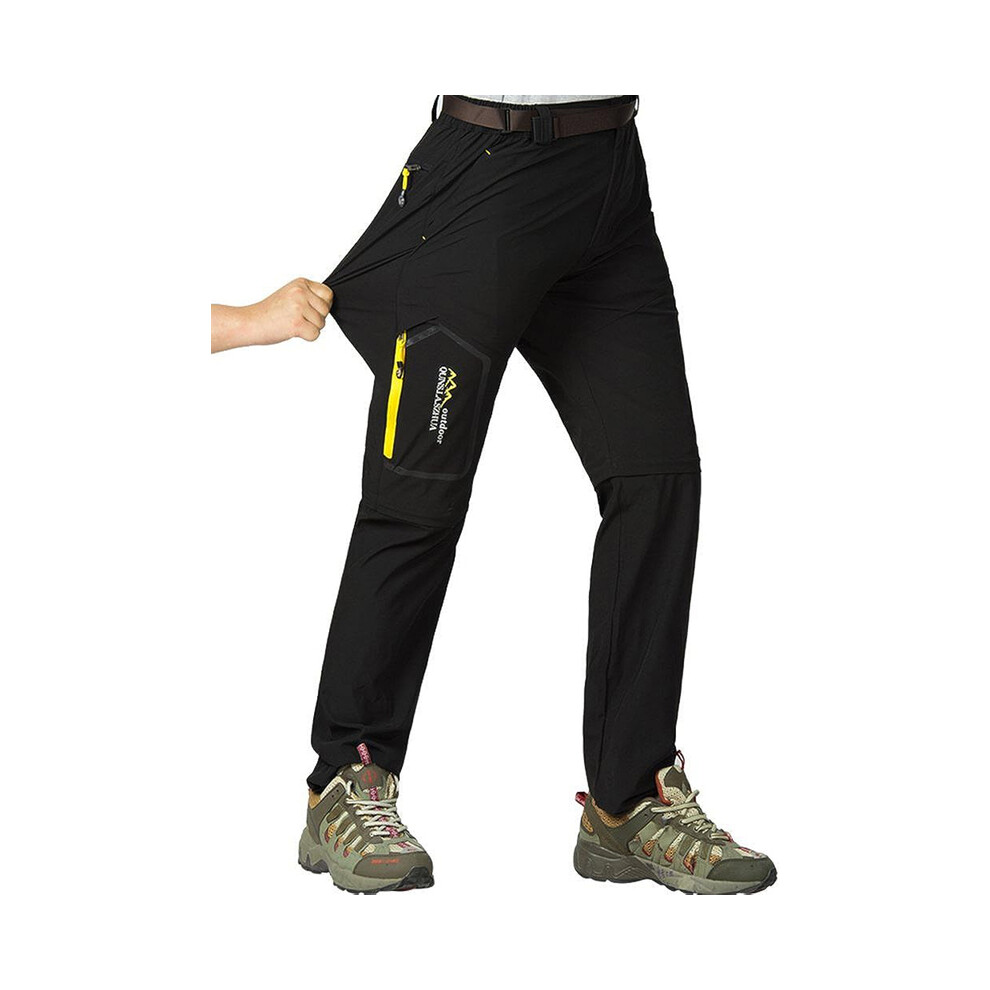 (black, Asian size 5XL) Spring Hiking Tactical Pants Men Waterproof Detachable Fishing Wear Climbing Clothes Quick Dry Anti-UV Trousers