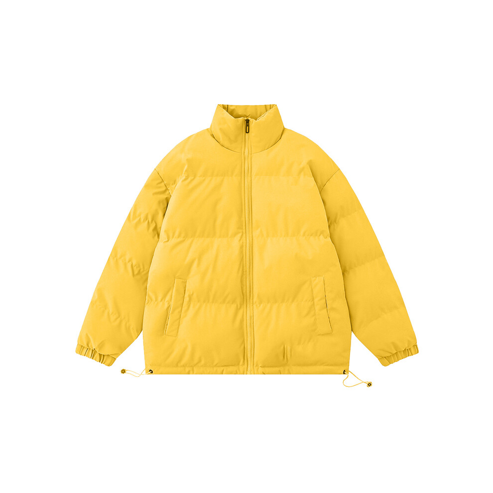 (Yellow, M) Waterproof Winter Coat Y2k Solid Harajuku Puffer Jacket Men Oversized Black Bubble Coat Korean Fashions Hooded Parkas