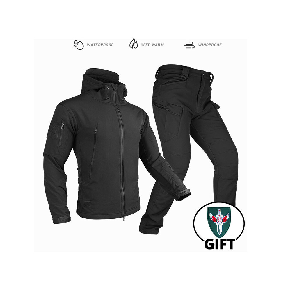 Maxpower (Ly Bk Suit, Xxxl) Tactical Jacket Fleece Winter Men Hiking Jackets Windbreaker Waterproof Soft Shell Jacket Motorcycle Camping Fishing Clothings