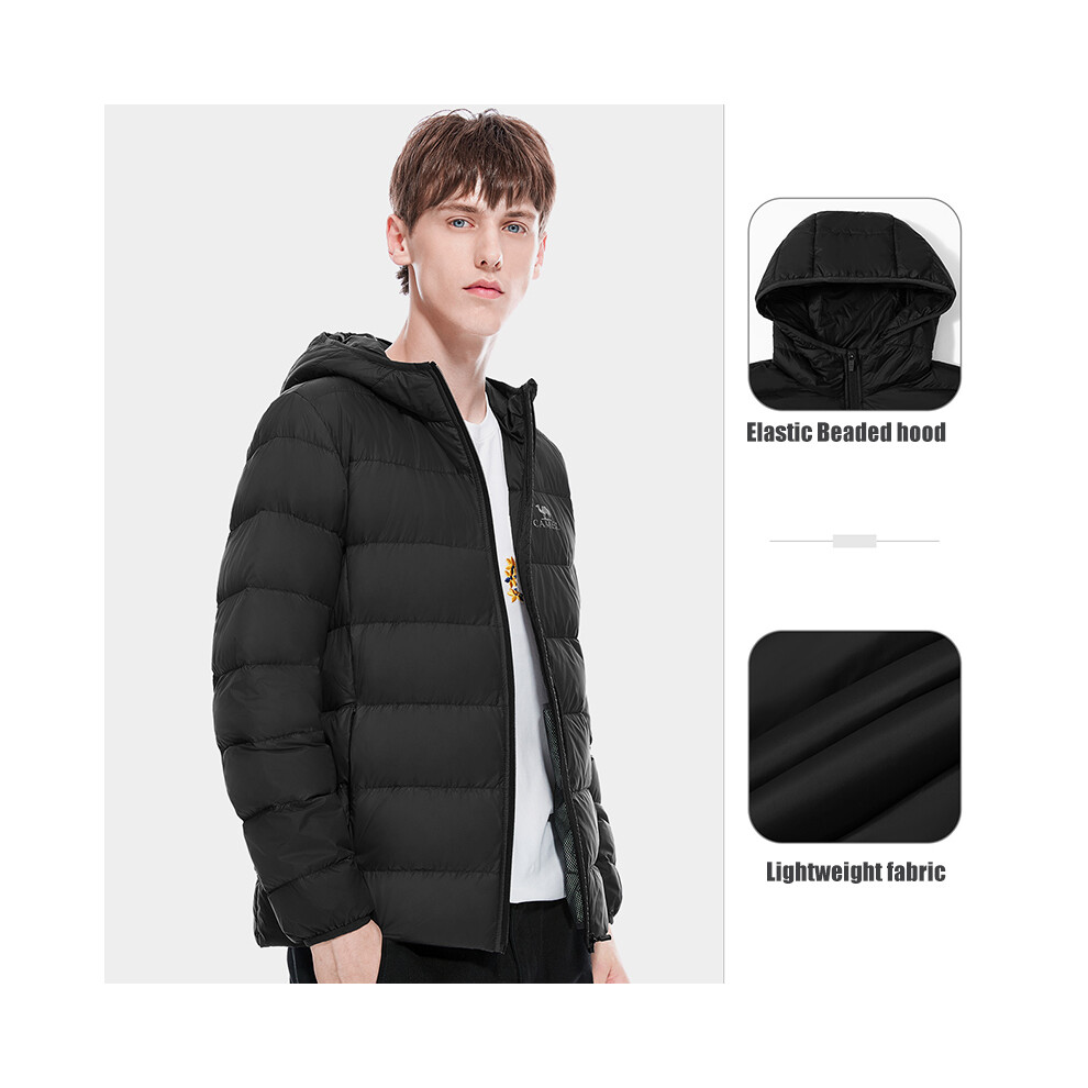 (Blac-M, L) GOLDEN CAMEL Jacket for Women and Men Waterproof Outdoor Warm Duck Down Jacket Hooded Men's Coat Lightweight Windbreakers