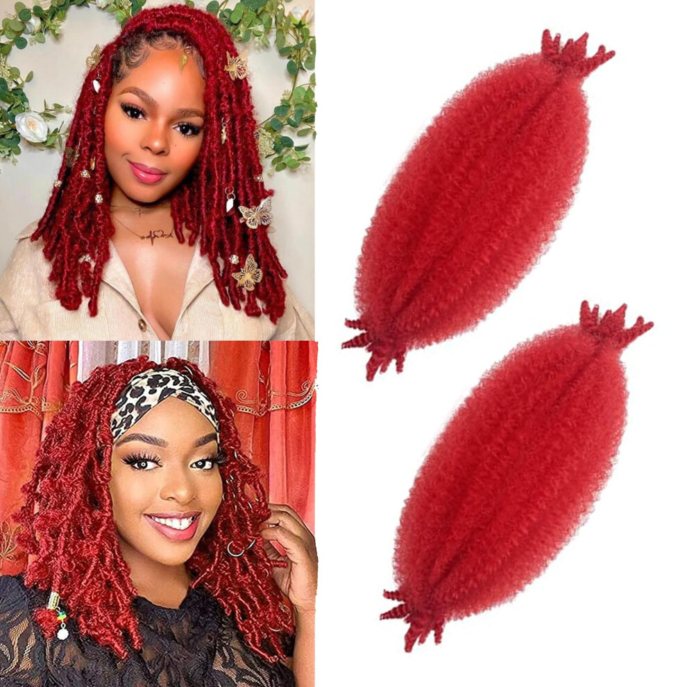 Paraglame Unisex Red Marley Hair 16 Inch Springy Afro Twist Hair 2 Packs Marley Twist Braiding Hair For Faux Locs Crochet Hair Braiding Hair Ex