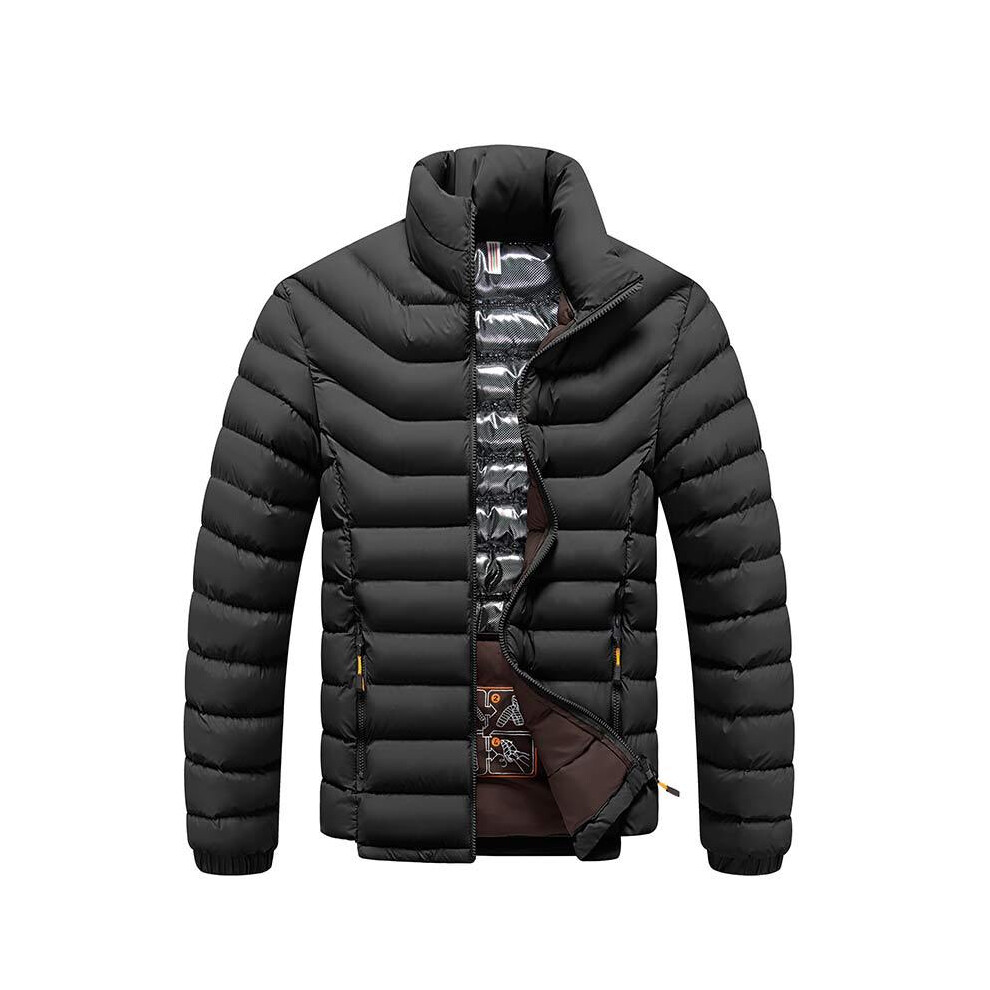 (Black, 3XL-75-80KG) Winter New Men Fashion Warm Jacket Coat Solid Thick Windproof Outwear Autumn Mens Casual Waterproof Parkas Jacket Coat Male