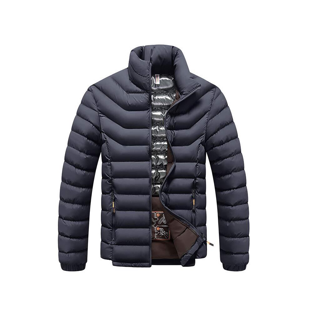 (Blue, 4XL-80-90KG) Winter New Men Fashion Warm Jacket Coat Solid Thick Windproof Outwear Autumn Mens Casual Waterproof Parkas Jacket Coat Male