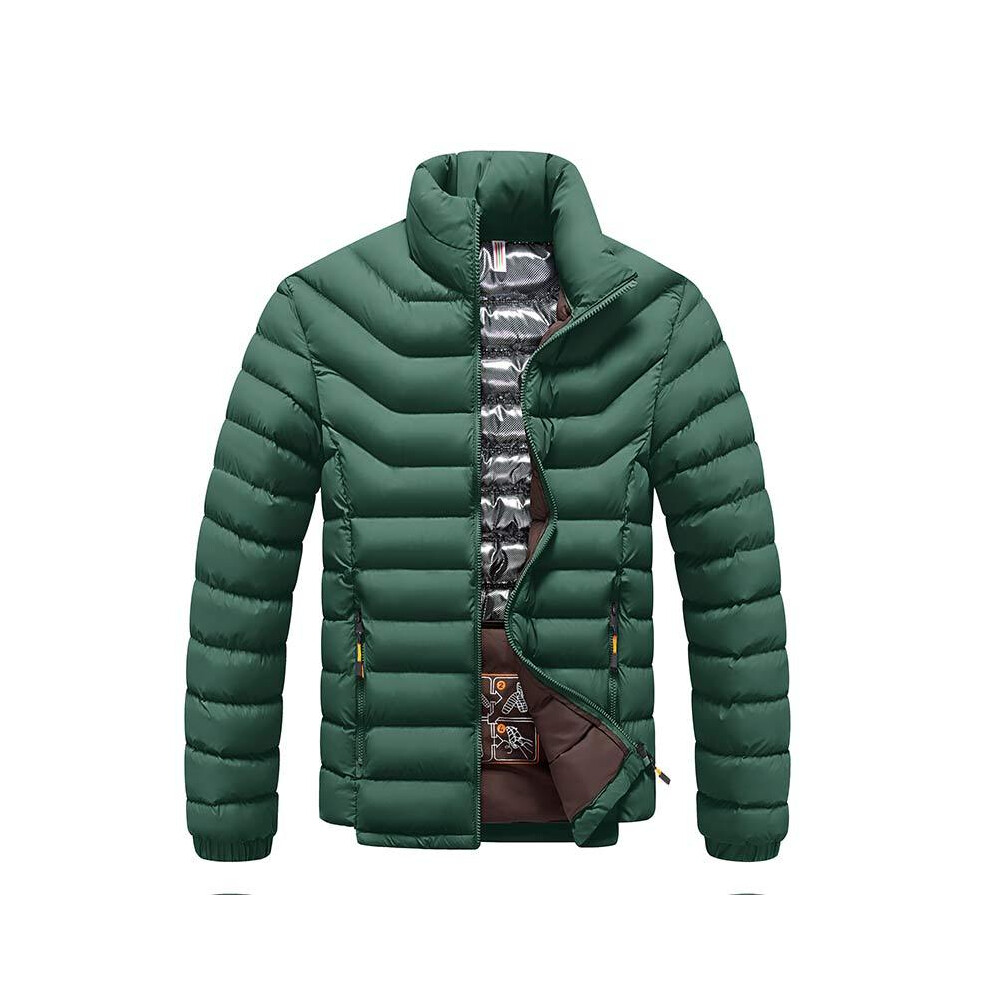 Maxpower (Green, 4XL-80-90Kg) Winter New Men Fashion Warm Jacket Coat Solid Thick Windproof Outwear Autumn Mens Casual Waterproof Parkas Jacket Coat Male