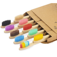 NUDUKO Biodegradable Bamboo Toothbrushes  10 Piece BPA Free Soft Brist
