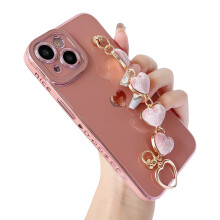 Caseative s?de plettering k?rlighed hjerte h?ndleds rem k?de armb?nd bl?d kompatibel med iPhone -sag til kvindelige piger (pink iPhone 13 pro)