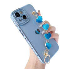 Caseative fr iPhone 14 Pro Max Hlle, niedliche Beschichtung, Liebesherz, Handgelenkschlaufe, Kettenarmband, weich, kompatibel mit iPhone Hlle fr