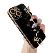 Caseative s?de plettering k?rlighed hjerte h?ndleds rem k?de armb?nd bl?d kompatibel med iPhone -sag til kvindelige piger (sort iPhone 14)