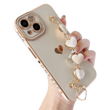 Caseative s?de plettering k?rlighed hjerte h?ndleds rem k?de armb?nd bl?d kompatibel med iPhone -sag til kvindelige piger (hvid iPhone 11)