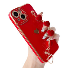Caseative s?de plettering k?rlighed hjerte h?ndleds rem k?de armb?nd bl?d kompatibel med iPhone -sag til kvindelige piger (r?d iPhone 13)