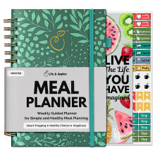 Life & Apples Essensplaner mit Einkaufsliste  Undatiertes wchentliches Men- und Essenszubereitungs-Notizbuch fr Frauen und Mnner, Planer fr ges