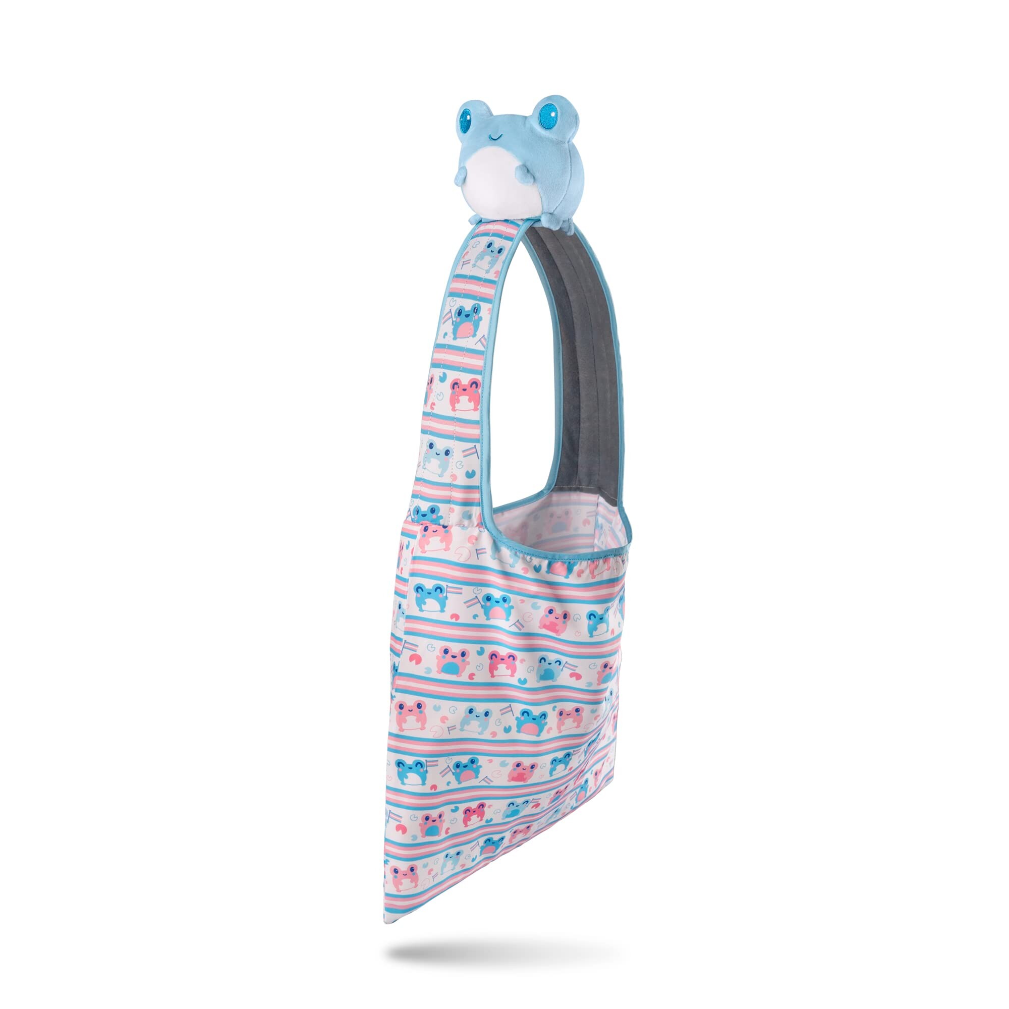 TeeTurtle - Plushie Tote Bag - Blue Frog Plushie + Transgender Pride ...