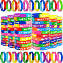 Neureyte 176 Stck Geburtstags-Gummiarmbnder (22 Stile), farbige Geburtstagsarmbnder fr Geburtstagsfeiergeschenke, dehnbare Geburtstags-Gummiarmb