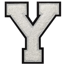 2st Vit/Svart Chenille Letter 4,5"""" Iron on Letters Patches Chenille Stitch Varsity Letter Patches fr klder (Y)