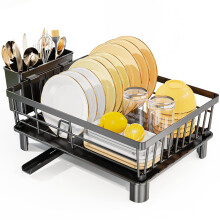 LIONONLY Scolapiatti con scolapiatti in acciaio inox per il bancone della cucina Scolapiatti staccabile Organizer Ripiano con utensili