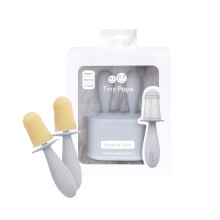 ezpz Tiny Pops (Pewter) - IJsjesvorm Set met Stokjes voor Baby's 4 Maanden + - Twee Pack - Baby Essentials