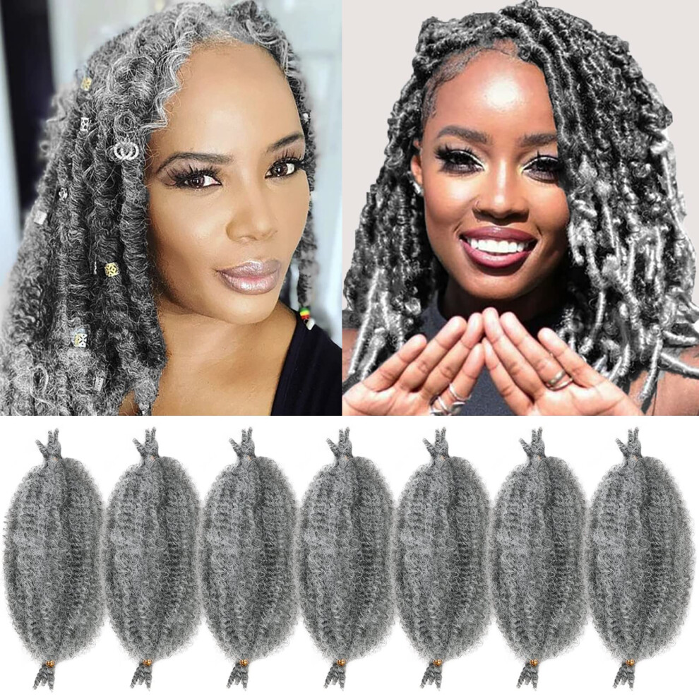 Gowit Unisex Grey Marley Hair 10 Inch 7 Packs Marley Twist Braiding Hair For Soft Faux Locs Crochet Hair Pre Separated Springy Afro Twist Hair Cuban Twis
