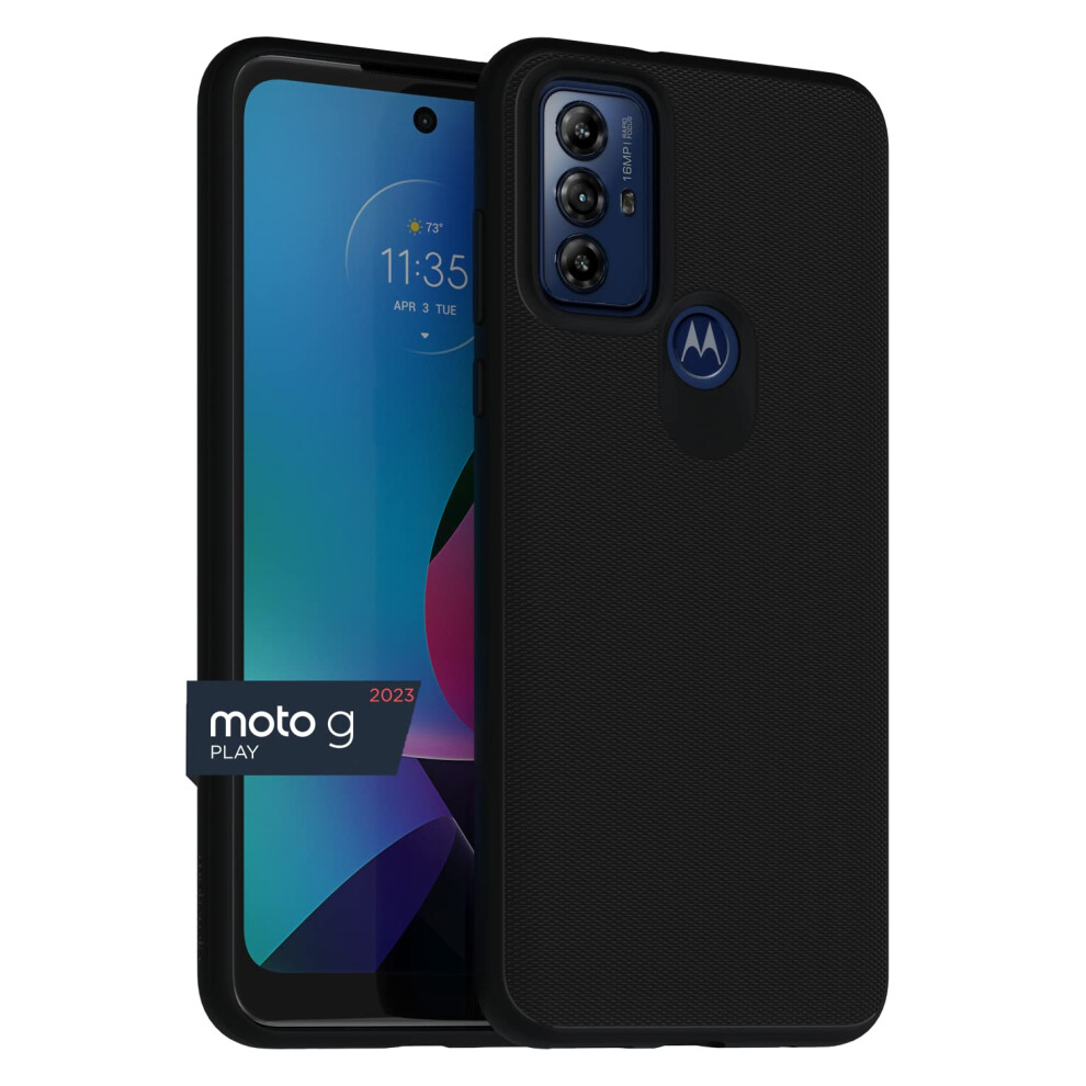 Motorola Moto G Play 2023 Textured Protective Case- Black - Precision fit Shock Absorbing Cases for Enhanced Phone Grip  Style  Drop Protection for Yo