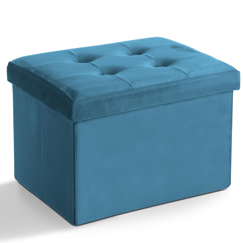 LINMAGCO Pouf de rangement pliable en velours avec repose-pieds rembourr    et moderne avec rangement pour salon