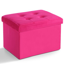 LINMAGCO Puff de Armazenamento Dobrável em Veludo com Assento Almofadado 17x13x11