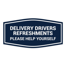 Signs ByLITA Fancy Delivery Drivers Refreshments Please Help Yourself Sign (Navy Blue/White) - Large