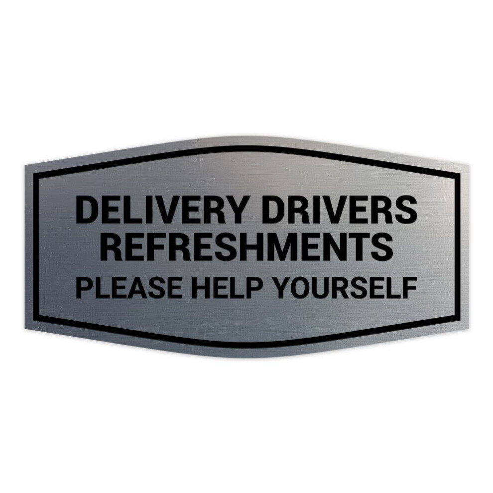 Signs Bylita Fancy Delivery - Cartello "Drivers Refreshments Please Help Yourself", Argento Spazzolato, Grande-image