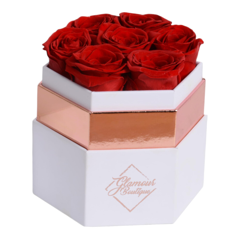 GLAMOUR BOUTIQUE Eternal Preserved Roses in a Box - Flowers Forever Rose Forever in a Box for Wife Birthday Gifts for Her 7 Roses Red-image-OPC-PFNRYF5-NEW