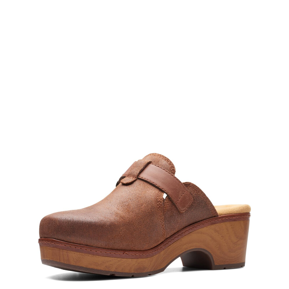 Clarks Women's Paizlee Nora Clog Tan Suede 8 Wide