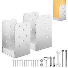 FMhotu 4x 4 Post Base  2Pcs Stainless Steel Adjustable Post Anchor Bracket Internal 35 x 35  Adjustable Post Base for