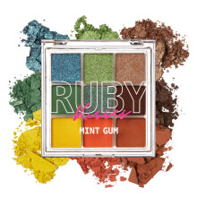 Ruby Kisses Lidschatten-Palette, hochpigmentiertes Augen-Make-up, 9 Farbtne, matt schimmernd, metallische Lidschatten-Palette, Festival-Augen-Make-u
