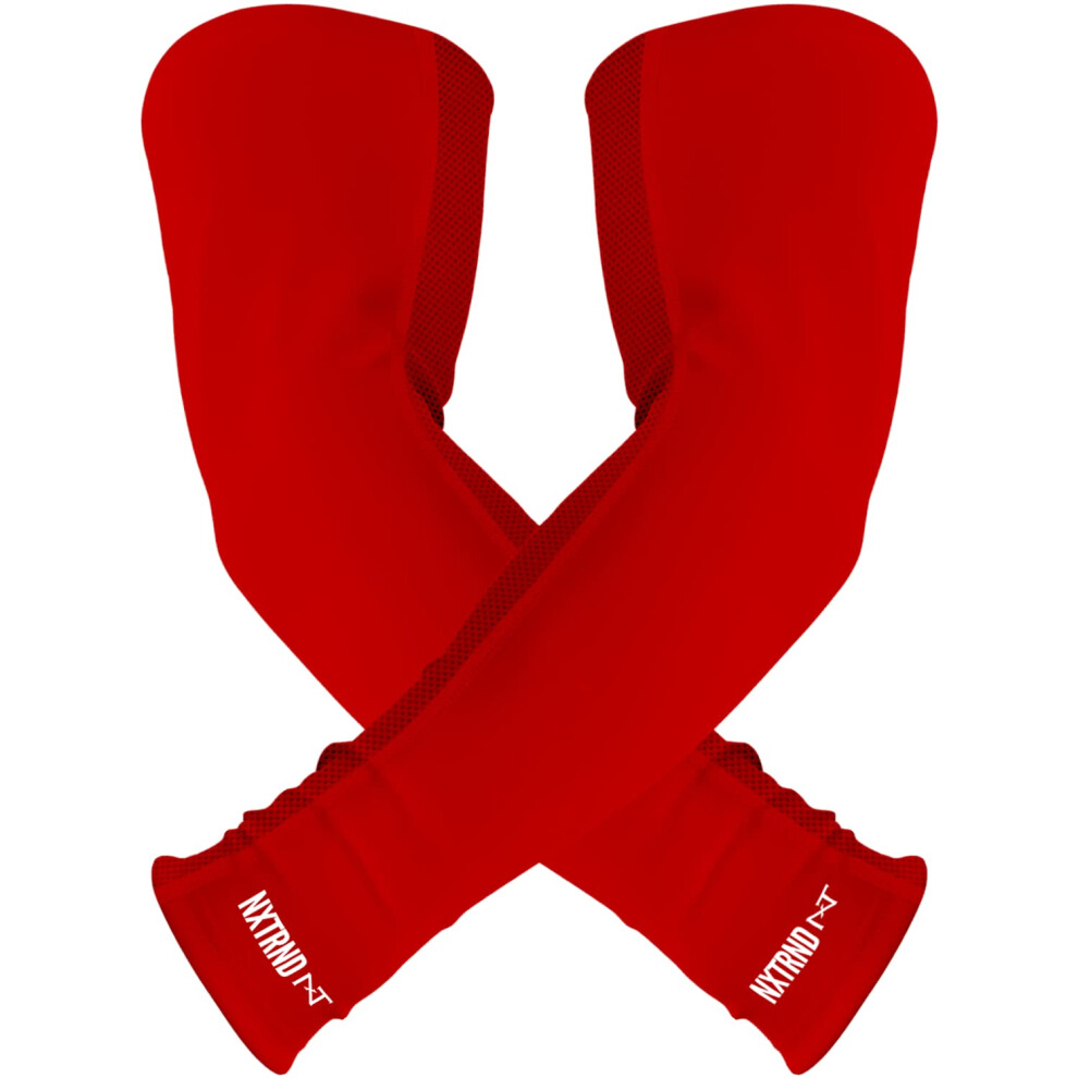 Maniche A Compressione Air-Tek Nxtrnd Air-Tek, Traspiranti, Da Calcio, Per Uomo, Vendute In Coppia (Taglia Grande, Rosso)