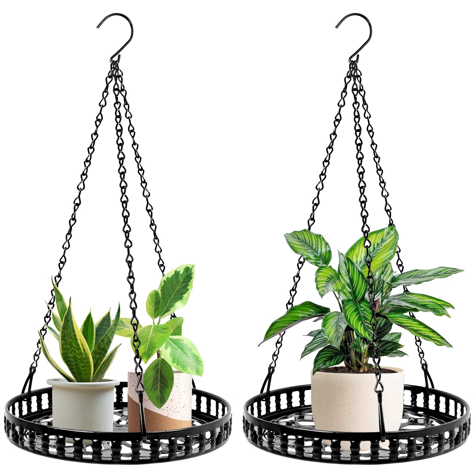 De HC Companies 14 Inch Ronde Klassieke Plantenbak Van Kunststof Voor Binnen- En Buitenplanten Bloemen Kruiden Leisteenblauw 2 Pack~p115506337