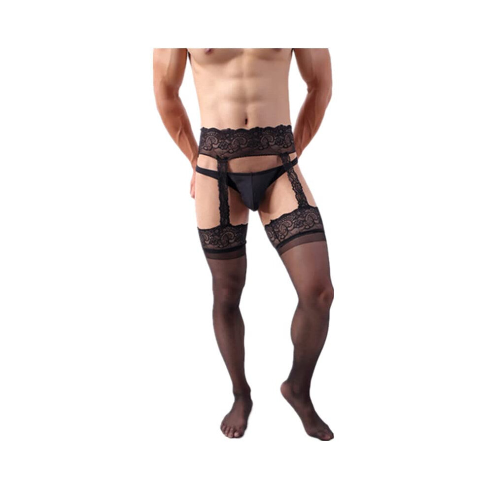 Collants Porte-jarretelles Collants Lingerie sexy pour hommes Bas Porte-jarretelles Se