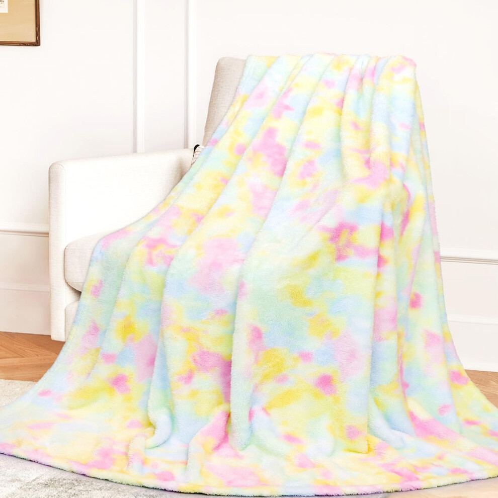Couvertures MUGD Couverture polaire douce et moelleuse Jet    de lit douillet et chaud Bl