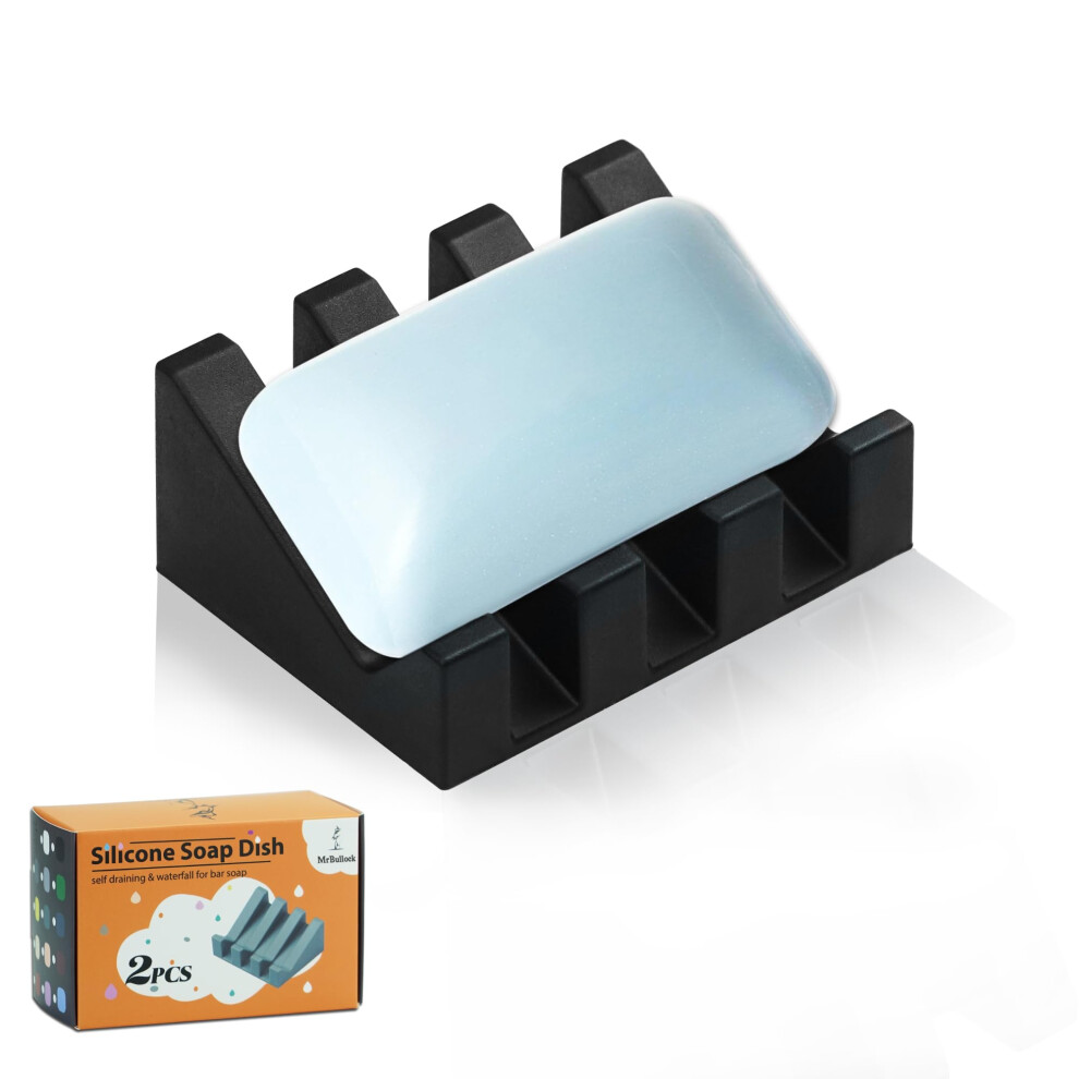 Silicone Soap Dish for Bar Soap Holder for Shower Bathroom Self Draining Waterfall Drying Tray Keep Soap Bars Dry Clean & Easy Cleaning Btbf-image-OPC-PFN9TWV-NEW