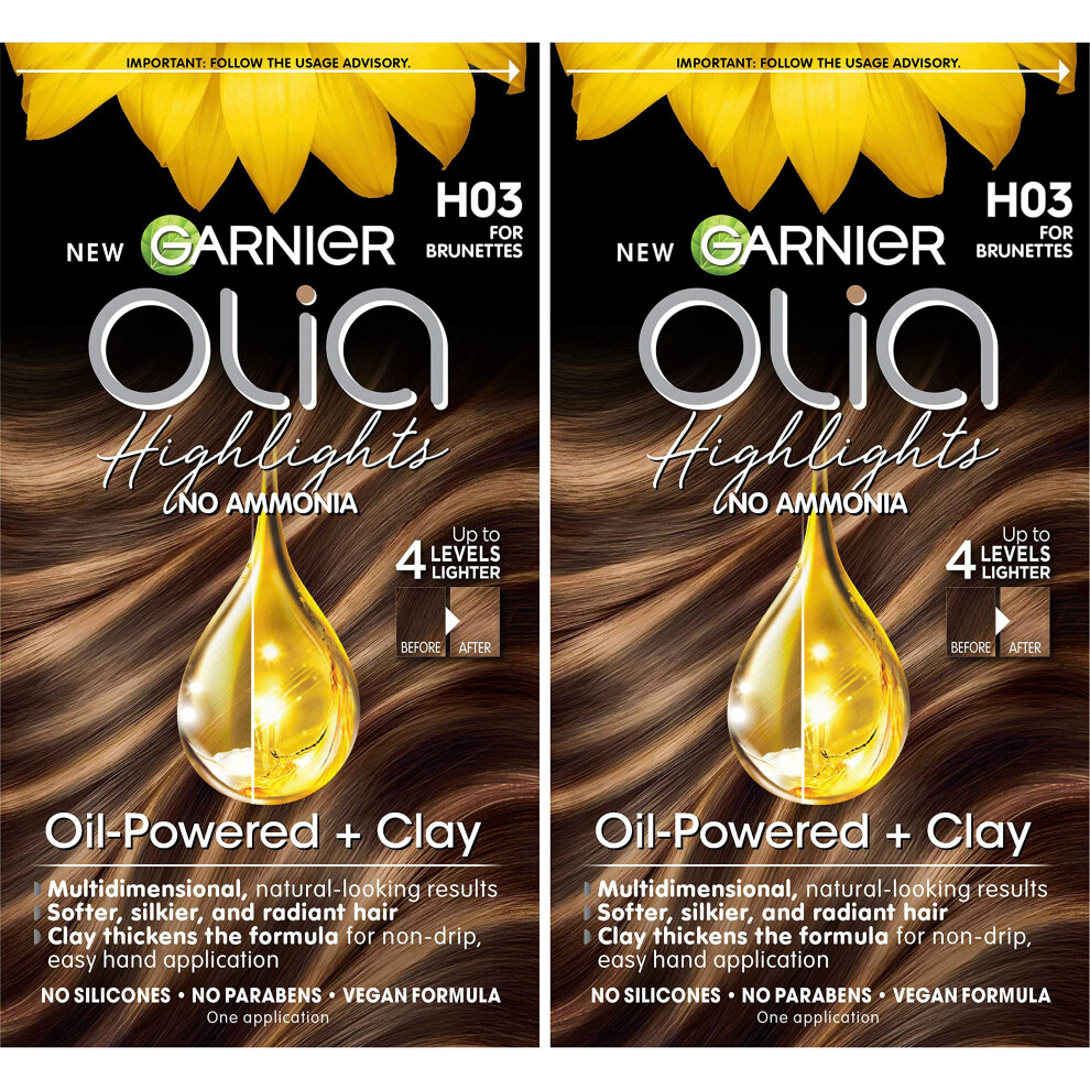 Garnier Hair Color Olia Ammonia-Free Permanent Hair Dye H03 Highlights for Brunettes 2 Count Packaging May Vary