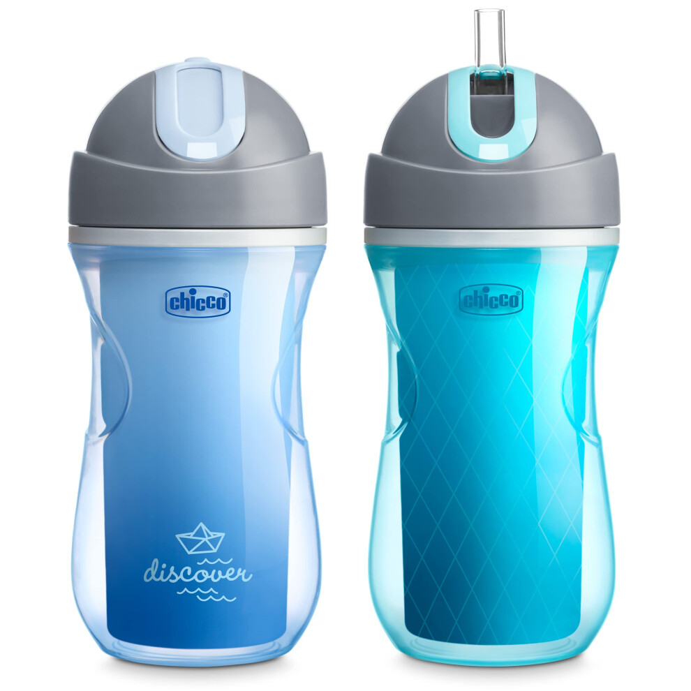 Chicco Double-Wall Insulated Flip-Top Sippy Cup with Silicone Straw and Spill-Free Lid 9oz.| Top-Rack Dishwasher Safe | Easy to Hold with Ergonomic In