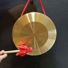 LOONELO Gong Instrument 12.6inch(32cm), Traditionele Chinese Brass Gong met Houten Klopper en Rode Riem